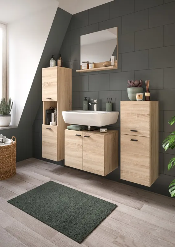 Badezimmer Set Boston 2 | 4-teilig | Eiche Sonoma | ohne Aufsatzleuchte