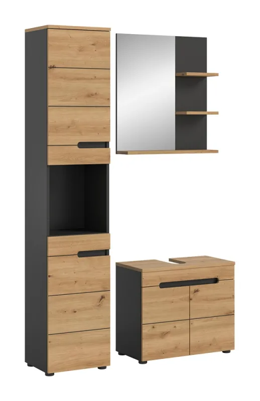 Badezimmer Set Canu | 3-teilig | Artisan Eiche / Basalt grau | ohne Aufsatzleuchte