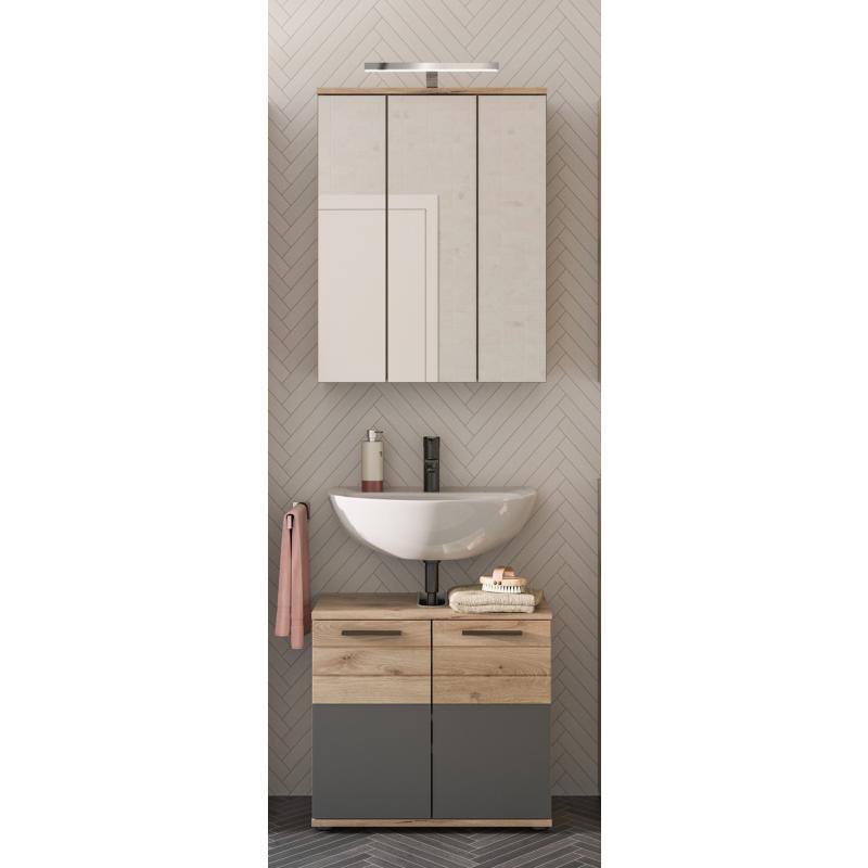 Badezimmer-Set Mason | Nox Oak / Basalt grau | 2-teilig