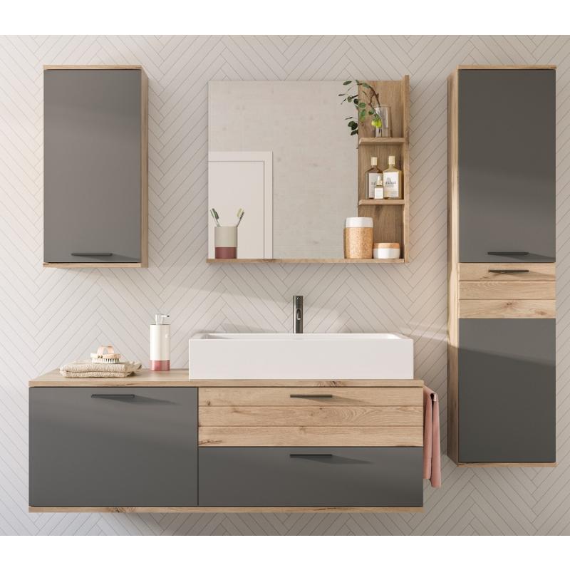 Badezimmer-Set Mason 1 | Nox Oak / Basalt grau | 5-teilig