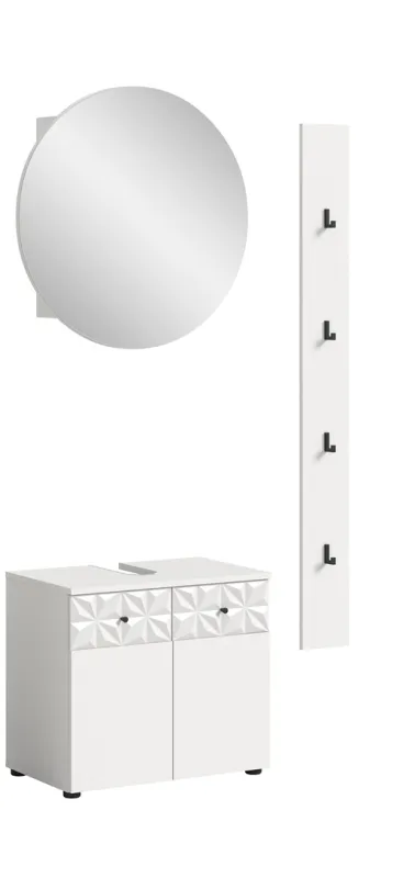 Badezimmer-Set Prisma 4 | weiß / weiß Hochglanz | 3-teilig | mit Beleuchtung