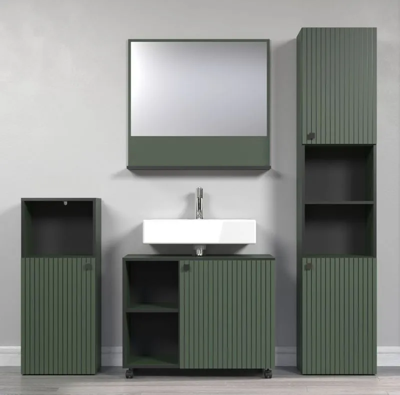 Badezimmer-Set Pure Bliss, 4-teilig, Grün Dekor