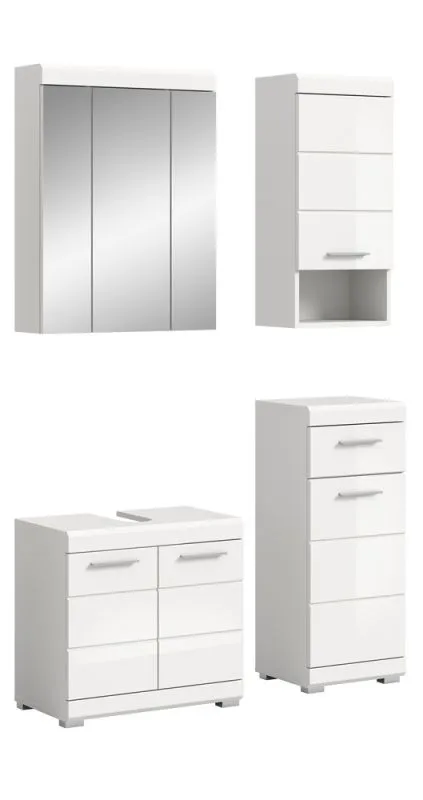 Badezimmer-Set Scout 4 | weiß Hochglanz / weiß | 4-teilig | optional Aufsatzleuchte