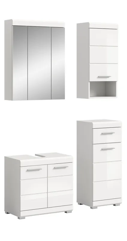 Badezimmer-Set Scout | weiß Hochglanz / weiß | 4-teilig | optional Aufsatzleuchte