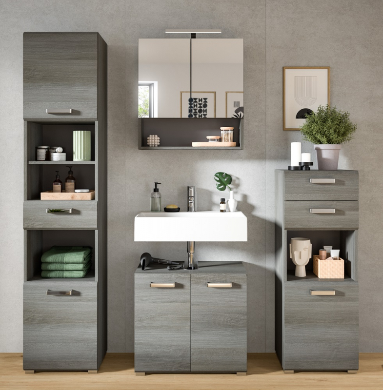 Badezimmer-Set Silver 1 | rauchsilber | 4-teilig