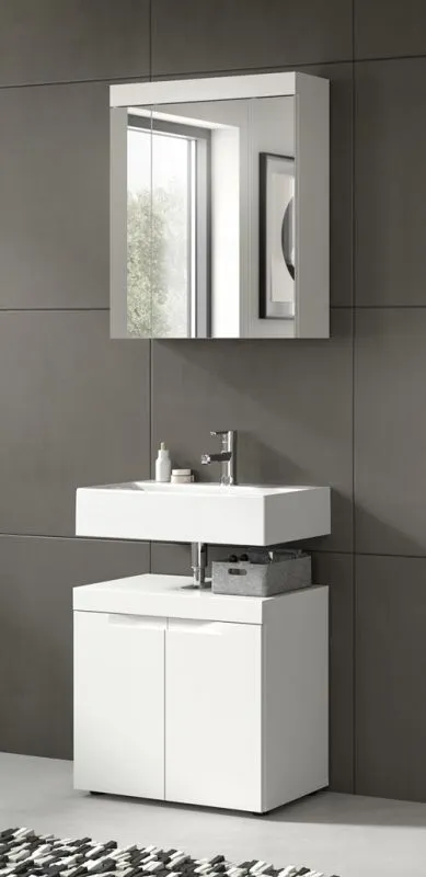 Badezimmer Set Viana | 2-teilig | weiß mit Aufsatzleuchte