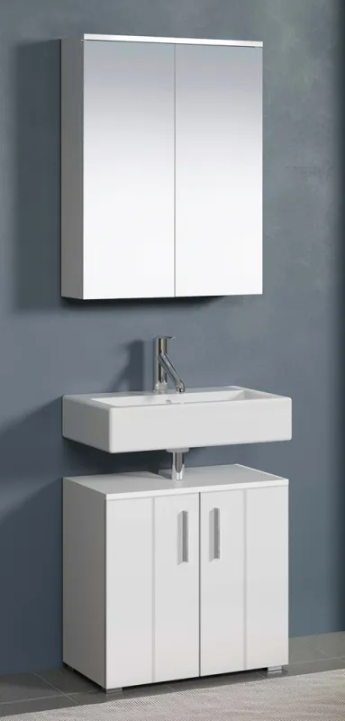 Badezimmer-Set Wons | weiß Hochglanz | 2-teilig mit Beleuchtung