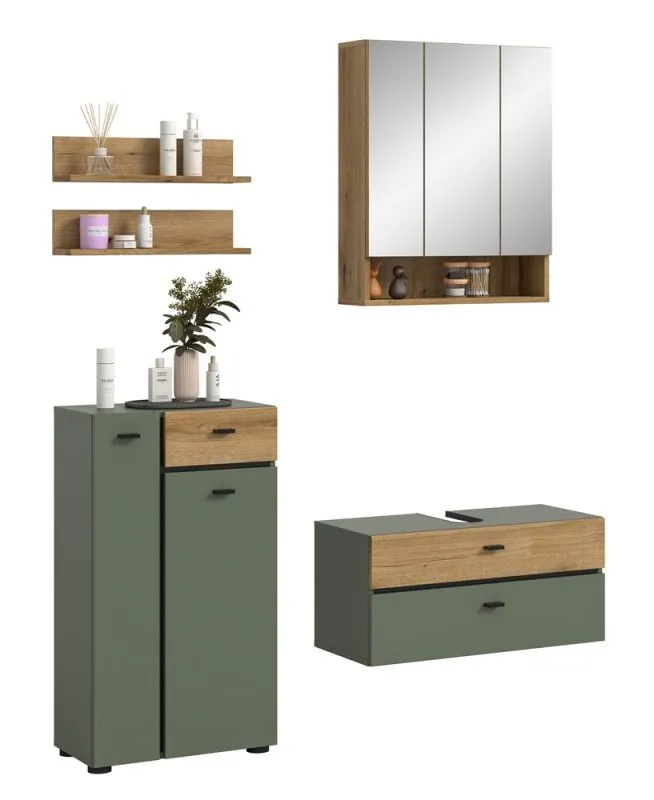 Badkombination Bad Set Aqua | 4-teilig | Sage Green / Evoke Oak
