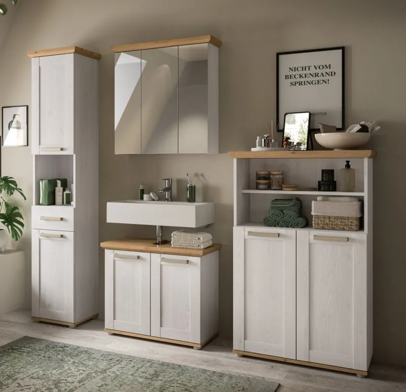 Badkombination Verona | 4-teilig | Sibiu Lärche / Artisan Eiche mit Aufsatzleuchte