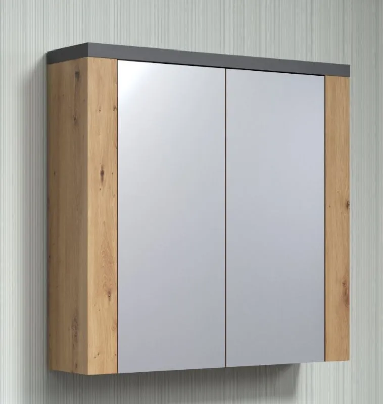 Spiegelschrank Bad Follow | Artisan Eiche / Matera grau ohne LED Aufsatzleuchte