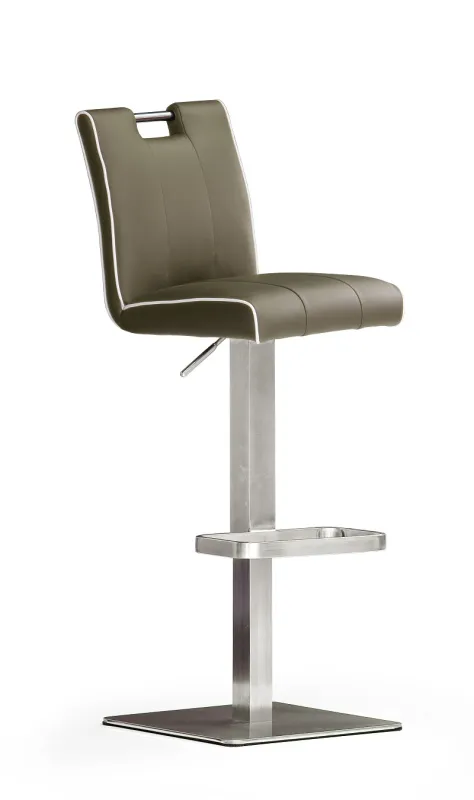 Barstuhl Casta | Leder | Edelstahl | quadratisch | drehbar | cappuccino