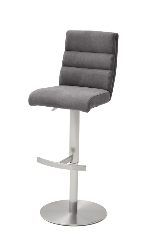 Barstuhl Giulia 1 | Feingewebe Romeo | Edelstahl | drehbar | anthrazit