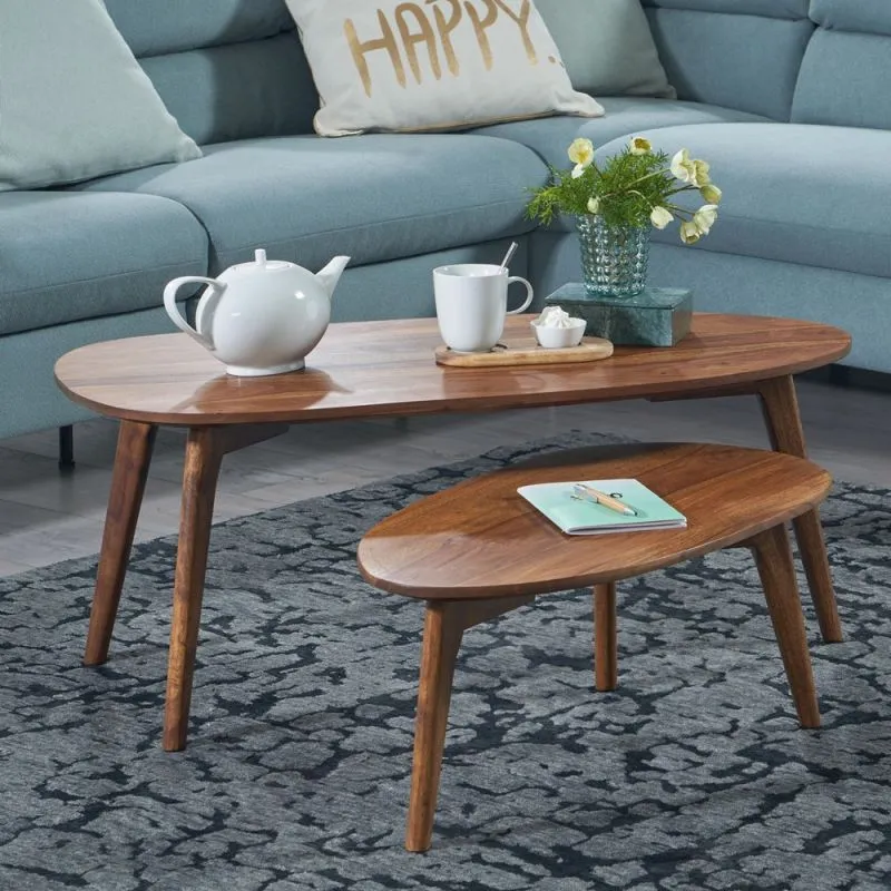 Beistelltisch Set Boma 2-teilig | Sheesham Holz massiv | braun