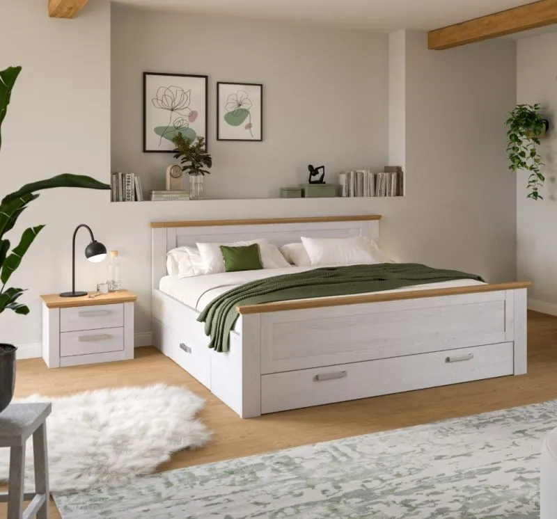 Bettanlage Verona 3 | mit Nachttisch & Bettauszügen | Artisan / Sibiu Lärche