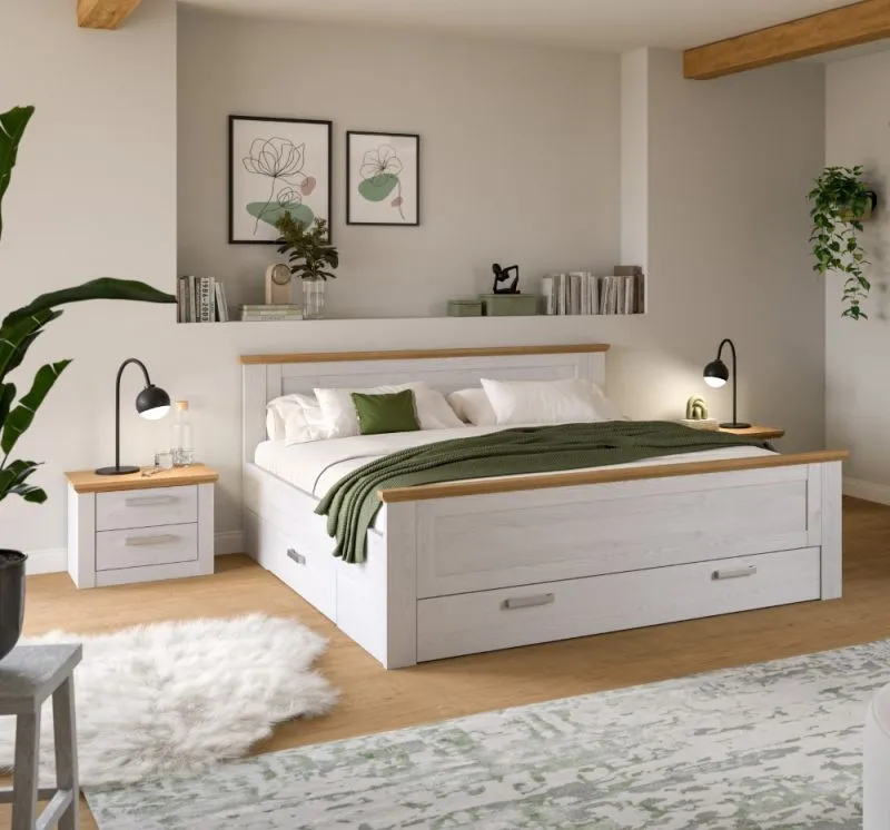 Bettanlage Verona 4 | mit Nachttisch & Bettauszügen | Artisan / Sibiu Lärche