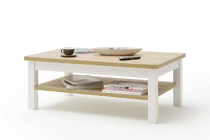 Couchtisch Brixen, Landhausstil, Rechteckige Tischplatte, offenes Ablagefach darunter