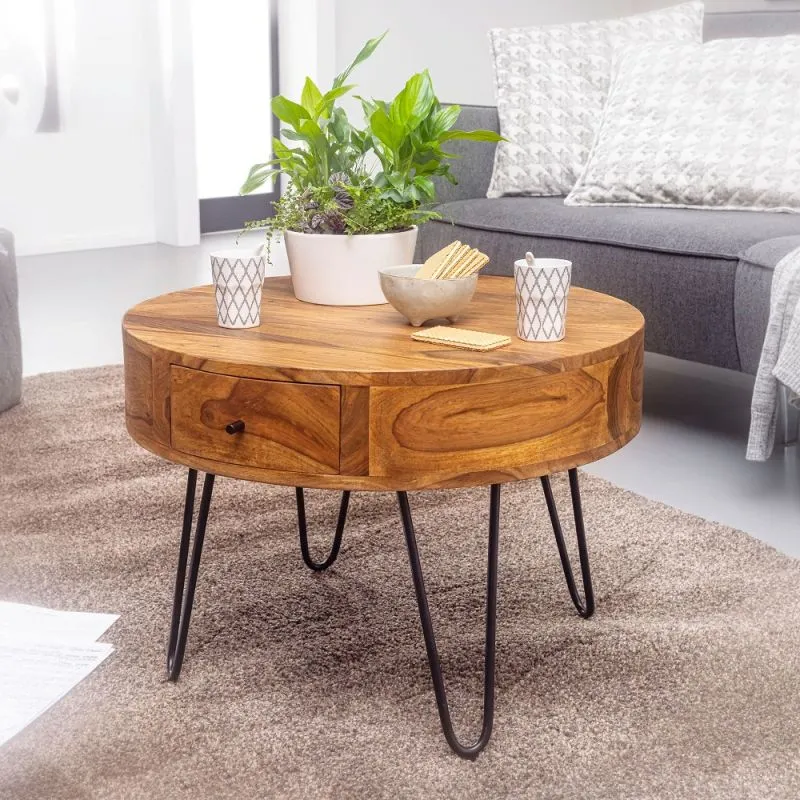 Couchtisch Mito | ∅60 | Sheesham Holz massiv | braun