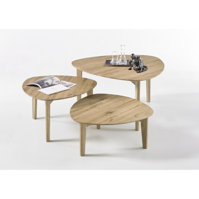 Couchtisch Set Camilla | 3-teilig | 60/60/80 | Asteiche massiv | Eichefarben