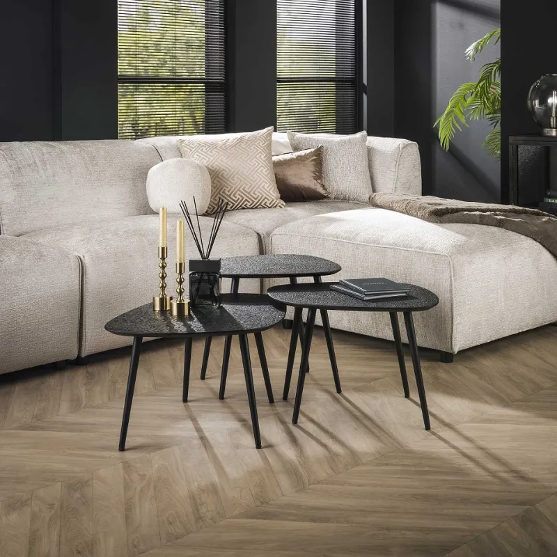 Couchtisch Set Sai viereckig | 3-teilig | Metall | metallic schwarz
