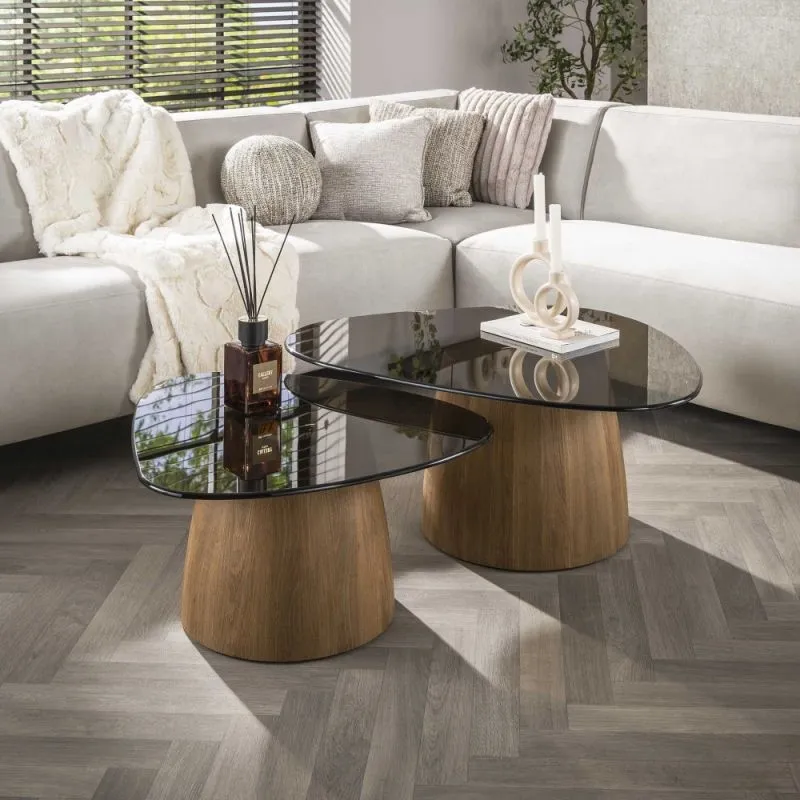 Couchtisch Set Shades | 2-teilig | dreieckig | Glas | Bronze