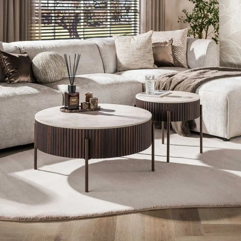Couchtisch Set Sienna | 2-teilig | rund | 3D Keramik | Taj Mahal