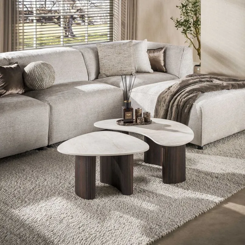 Couchtisch Set Sienna | organisches Design | 2-teilig | 3D Keramik | Taj Mahal
