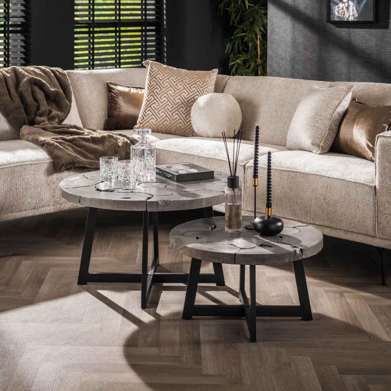 Couchtisch Set Silves 2-teilig | rund | Ø60/Ø80 | Teakholz | grau