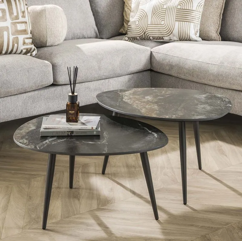 Couchtisch Set Vola | 2-teilig | Keramik | schwarz