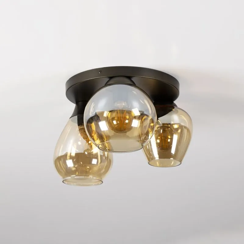 Deckenleuchte Aviora | 3 Leuchten | Amberfarbenes Glas
