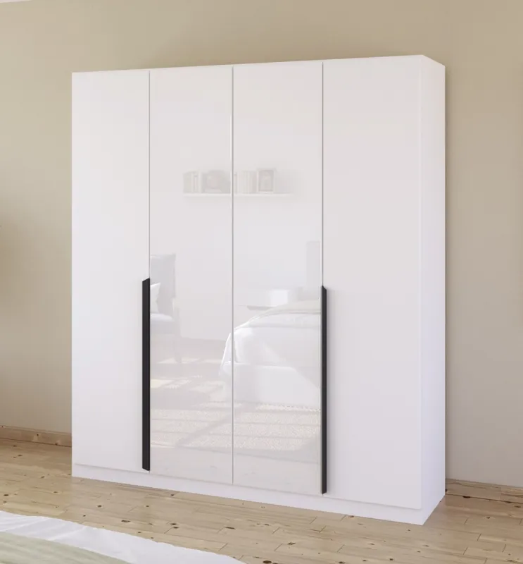 Drehtürenschrank Artemis | mit Glastüren | alpinweiß / weiß | 181 x 210 x 54 cm