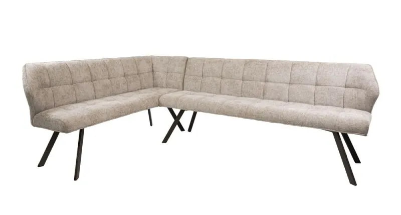 Eckbank Esszimmer Muda | links | Hoven-Stoff / Chenille | sand-braun