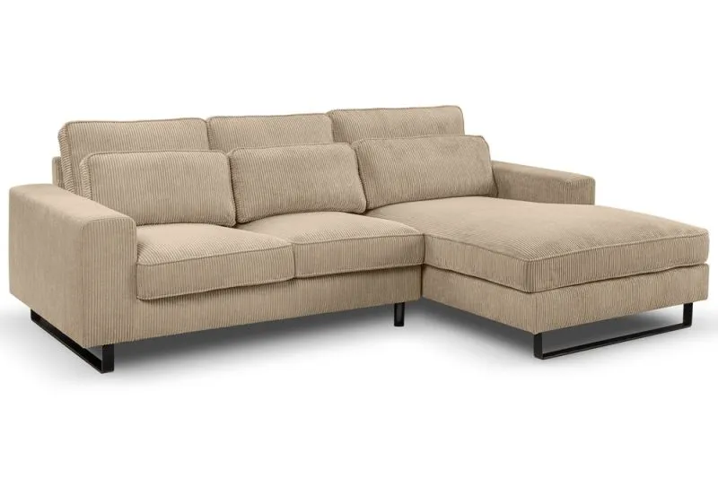 Ecksofa Bolivia rechts mit Rückenkissen | 276cm | Cord | beige