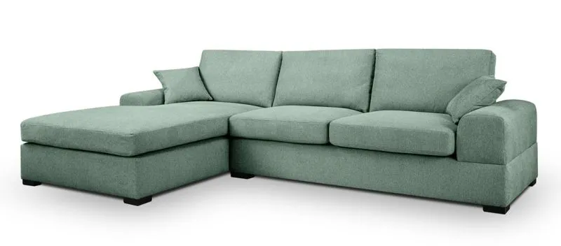 Ecksofa Veda links mit Rückenkissen | 308cm | Strukturstoff | petrol