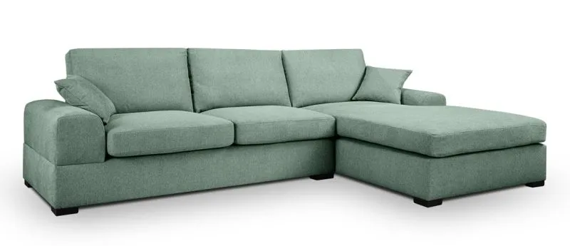 Ecksofa Veda rechts mit Rückenkissen | 308cm | Strukturstoff | petrol