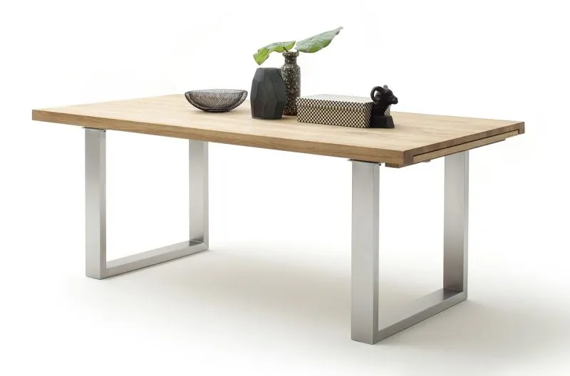 Esstisch Ausziehtisch Dayton | Wildeiche massiv | Edelstahl | 180/200/220 x 100 | verschiedene Größen