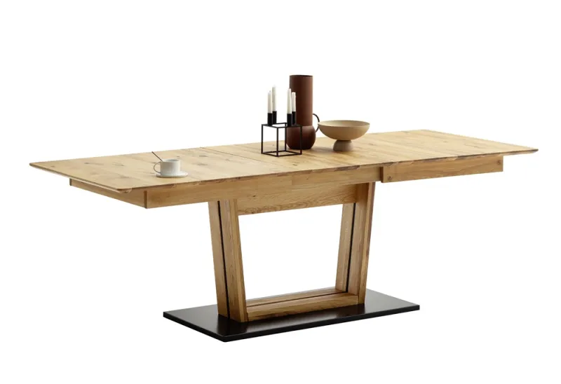 Esstisch Ausziehtisch Morena mit V-Fuß | Balkeneiche massiv | 160(210) x 77 x 90 cm