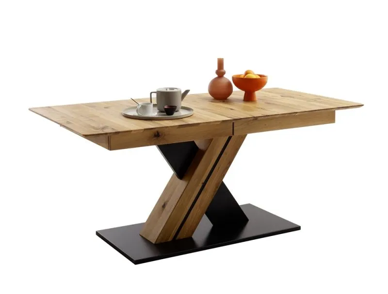 Esstisch Ausziehtisch Morena mit X-Fuß | Balkeneiche massiv | 140(190) x 77 x 90 cm
