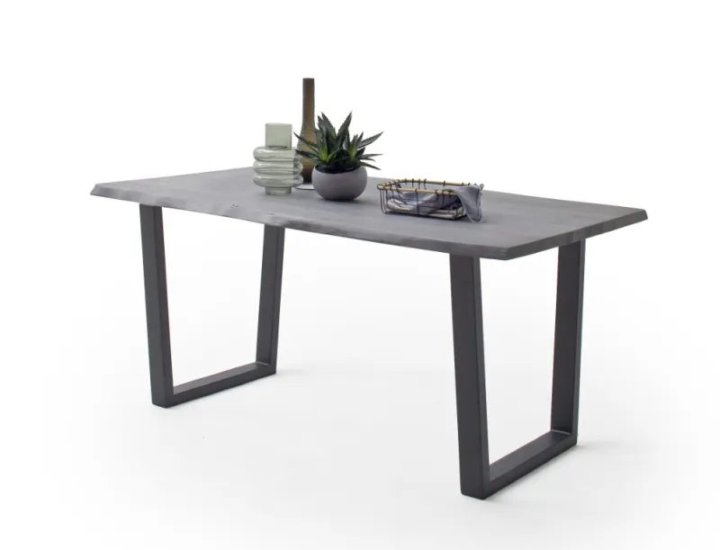 Esstisch Calabria | Akazie massiv | T-Gestell | grau / anthrazit | 200 x 100 -Tischplatte 3,5 cm