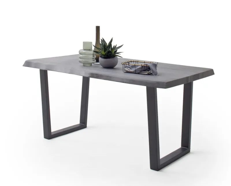 Esstisch Calabria | Akazie massiv | T-Gestell | grau / anthrazit | 220 x 100 -Tischplatte 5,5 cm