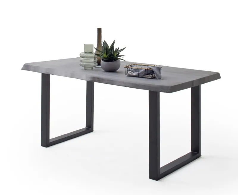 Esstisch Calabria | Akazie massiv | U-Gestell | grau / anthrazit | 240 x 100-Tischplatte 5,5 cm