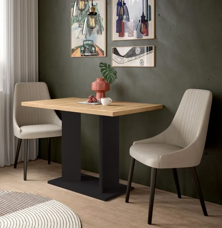 Esstisch Gustav 1 | Säulen-Fußgestell | Artisan Eiche / schwarz