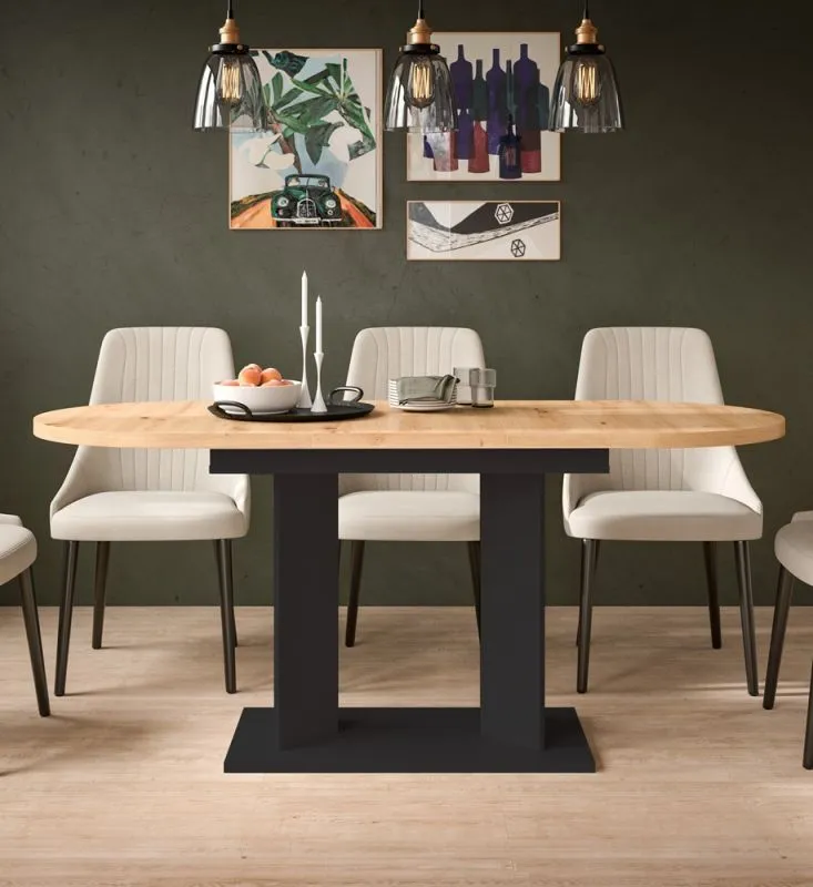 Esstisch Gustav | ausziehbar | Artisan Eiche / schwarz