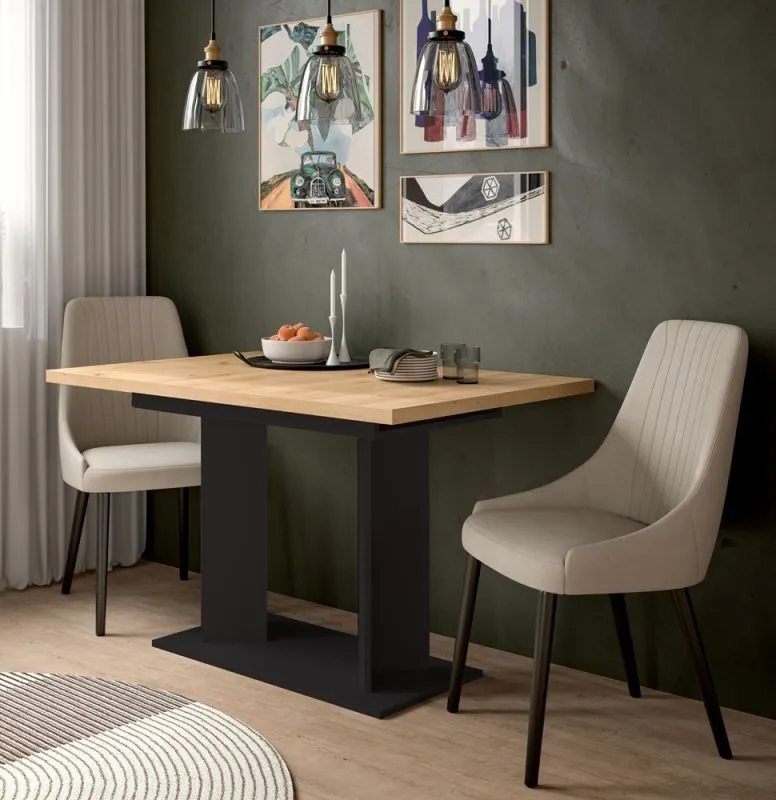 Esstisch Gustav | ausziehbar | Artisan Eiche / schwarz | B:120-160 cm