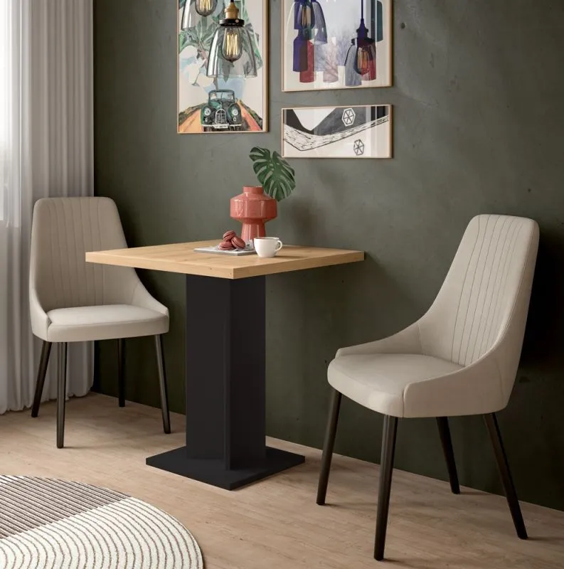 Esstisch Gustav | Säulen-Fußgestell | Artisan Eiche / schwarz