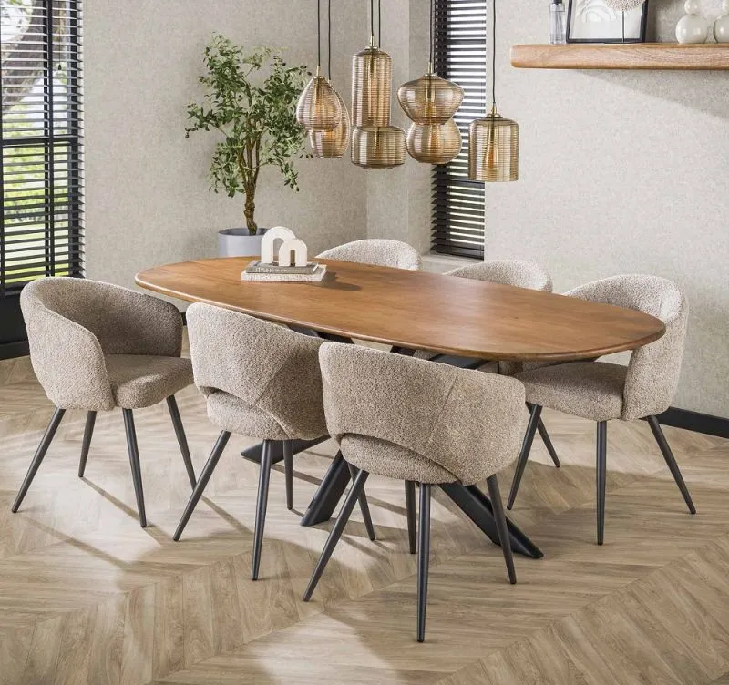 Esstisch Kani | 215 cm | oval | Mango massiv | sandfarbe