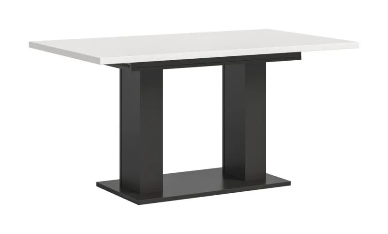 Esstisch Motion 1a | ausziehbar | Doppelsäulen-Fußgestell | weiß / grau | 150(190)x90