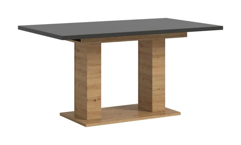 Esstisch Motion 2 | ausziehbar | Doppelsäulen-Fußgestell | Artisan Eiche / grau | 150(190)x90