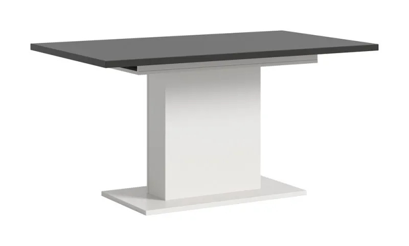 Esstisch Motion 2 | ausziehbar | Säulen-Fußgestell | weiß / grau | 150(190)x90