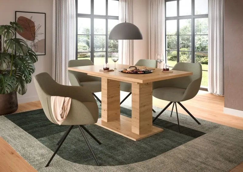 Esstisch Motion | ausziehbar | Doppelsäulen-Fußgestell | Eiche Artisan | 150(190)x80