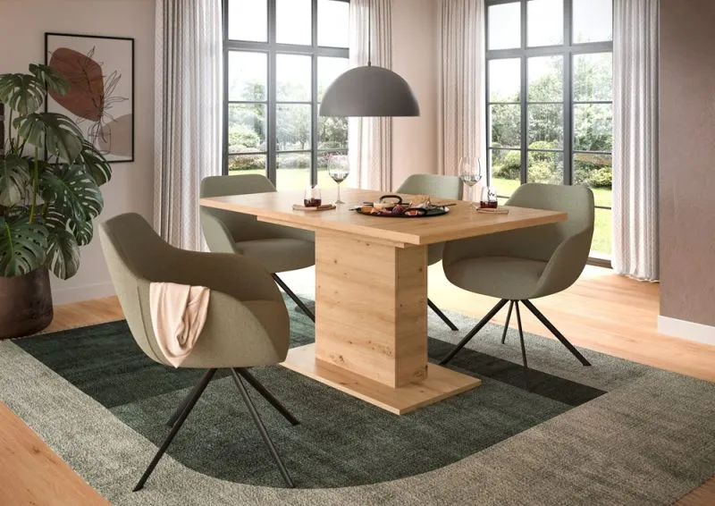 Esstisch Motion | ausziehbar | Säulen-Fußgestell | Eiche Artisan | 150(190)x80